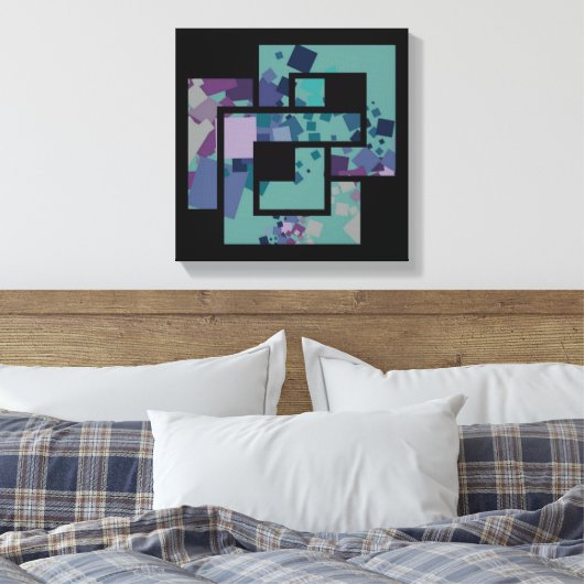Abstracte geometrische vierkanten canvas afdruk (Insitu (Slaapkamer))