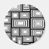 Abstracte geometrische vierkanten zwart-wit patroo magneet (Voorkant)