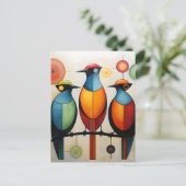 Abstracte geometrische vogelwonderen feestdagenkaart (Staand voorkant)