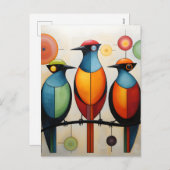 Abstracte geometrische vogelwonderen feestdagenkaart (Voorkant / Achterkant)