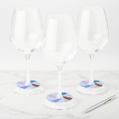 Abstracte geometrische vorm 3 wijnglaslabel (Set)