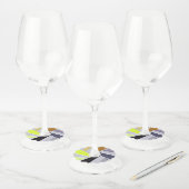 Abstracte geometrische vorm 8 wijnglaslabel (Set)