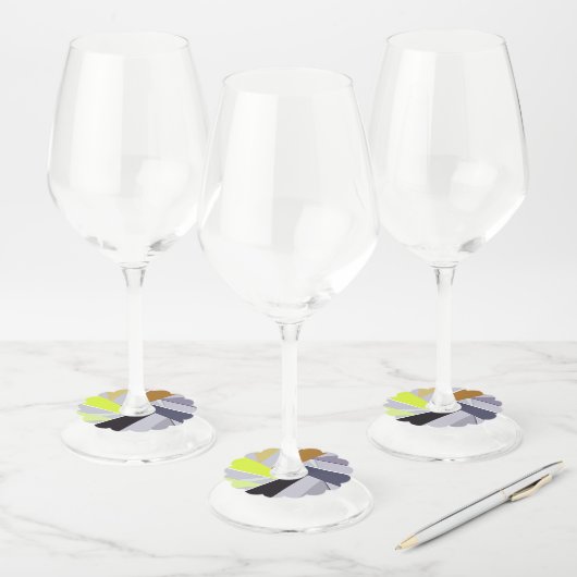 Abstracte geometrische vorm 8 wijnglaslabel (Set)
