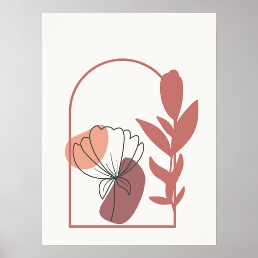 Abstracte geometrische vormen Boho stijl bladeren Poster (Voorkant)