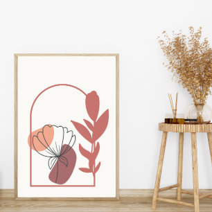 Abstracte geometrische vormen Boho stijl bladeren Poster