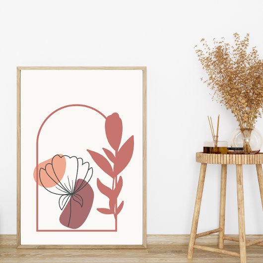 Abstracte geometrische vormen Boho stijl bladeren Poster