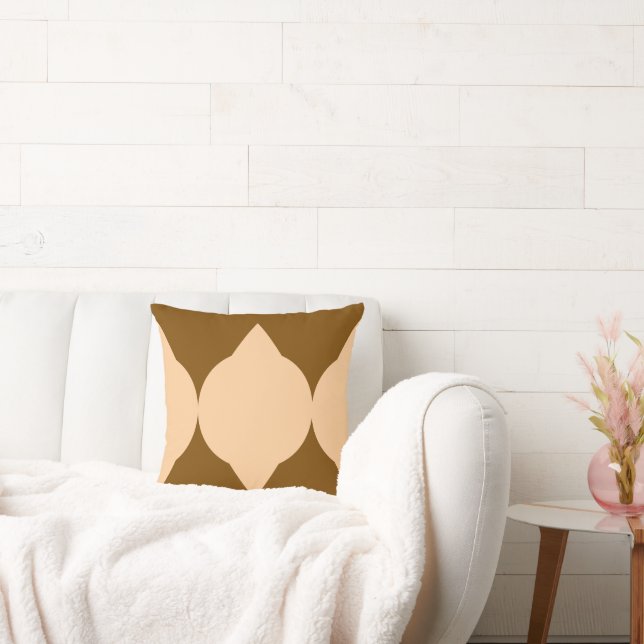 Abstracte geometrische vormen Bruin Beige Diamond Kussen (Bank)