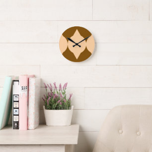 Abstracte geometrische vormen Bruin Beige Diamond Ronde Klok