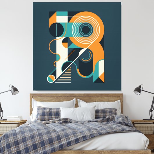 Abstracte geometrische vormen canvas afdruk (Insitu (Slaapkamer))