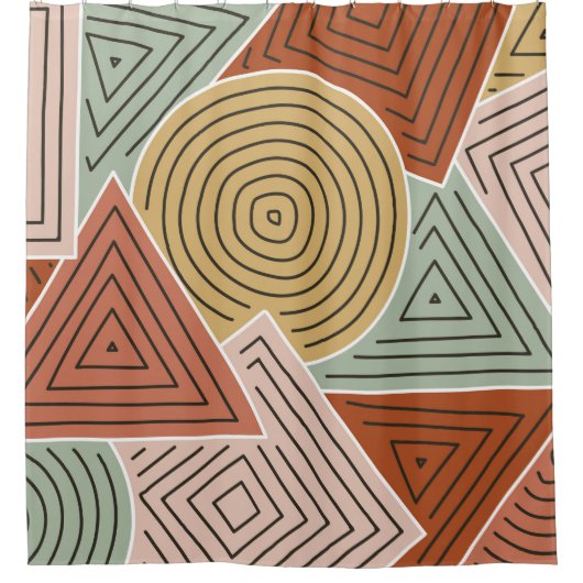 Abstracte geometrische vormen en lijnillustratie p douchegordijn (Voorkant)