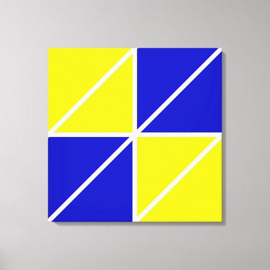 Abstracte geometrische vormen in blauw en geel acr canvas afdruk (Voorkant)