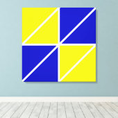 Abstracte geometrische vormen in blauw en geel acr canvas afdruk (Insitu (Houten vloer))
