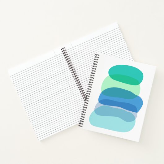 Abstracte geometrische vormen in blauw en groen Notitieboek (Binnen)