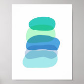 Abstracte geometrische vormen in blauw en groen Poster (Voorkant)