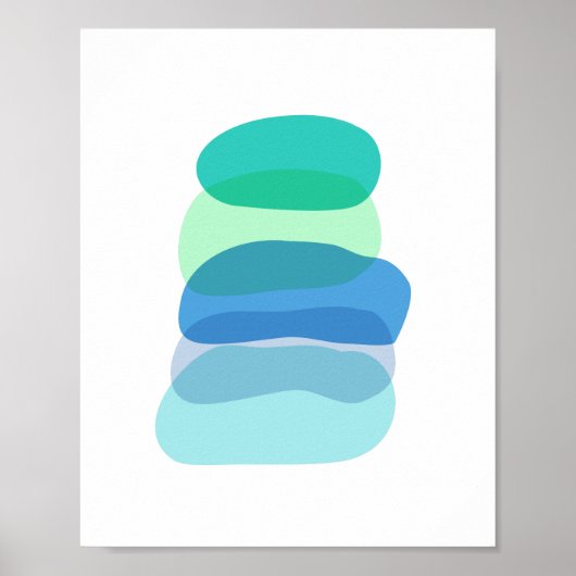  Abstracte geometrische vormen in blauw en groen Poster (Voorkant)