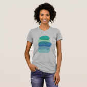Abstracte geometrische vormen in blauw en groen T-shirt (Voorkant volledig)