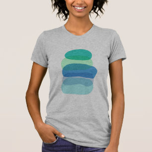 Abstracte geometrische vormen in blauw en groen T-shirt