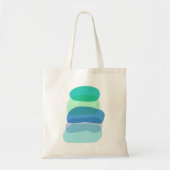 Abstracte geometrische vormen in blauw en groen Tote Bag (Voorkant)