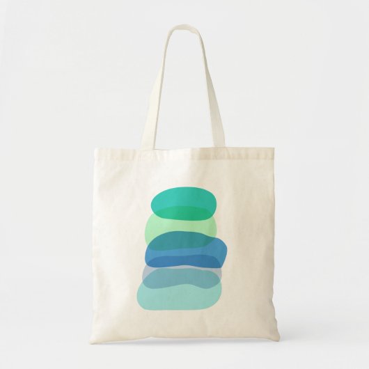 Abstracte geometrische vormen in blauw en groen Tote Bag (Voorkant)