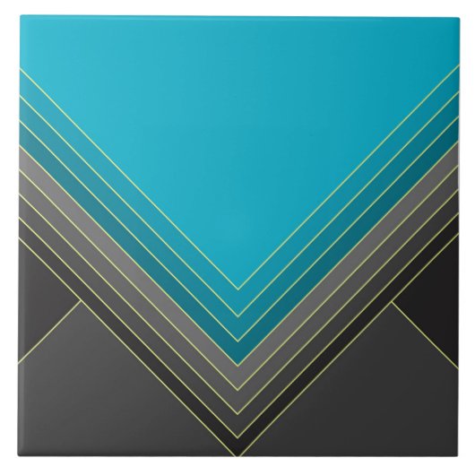 Abstracte geometrische vormen in blauwgroen en gri tegeltje (Voorkant)