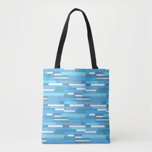 Abstracte geometrische vormen in blauwgroen en tur tote bag (Voorkant)
