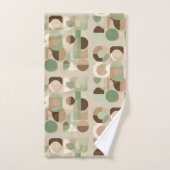 Abstracte geometrische vormen in groen, beige, bru bad handdoek (Handdoek)