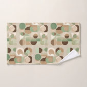 Abstracte geometrische vormen in groen, beige, bru bad handdoek (Handdoek)