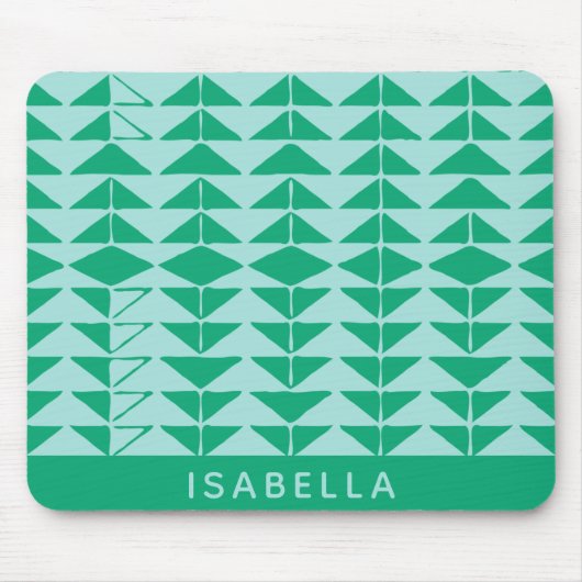 Abstracte geometrische vormen in groen en blauw muismat (Voorkant)