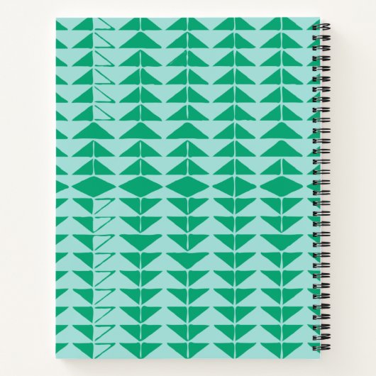 Abstracte geometrische vormen in groen en blauw notitieboek (Achterkant)