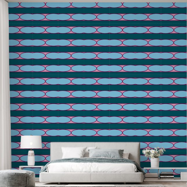Abstracte geometrische vormen Patroon roze blauw Behang (Slaapkamer)