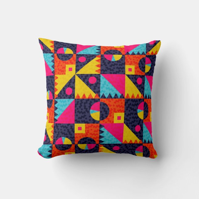 Abstracte geometrische vormen. Retrokleurige illus Kussen (Voorkant)