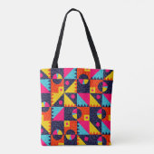Abstracte geometrische vormen. Retrokleurige illus Tote Bag (Achterkant)