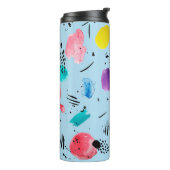 Abstracte geometrische vormen van de waterverf met thermosbeker (Gedraaid links)