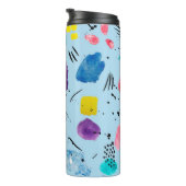 Abstracte geometrische vormen van de waterverf met thermosbeker (Geroteerd rechts)