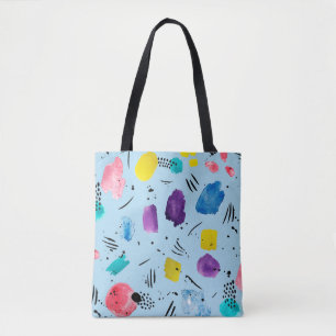 Abstracte geometrische vormen van de waterverf met tote bag