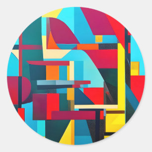 Abstracte geometrische vormen van textuur ronde sticker