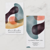 Abstracte geometrische vormen waterverf ontwerp visitekaartje (Voorkant / Achterkant)