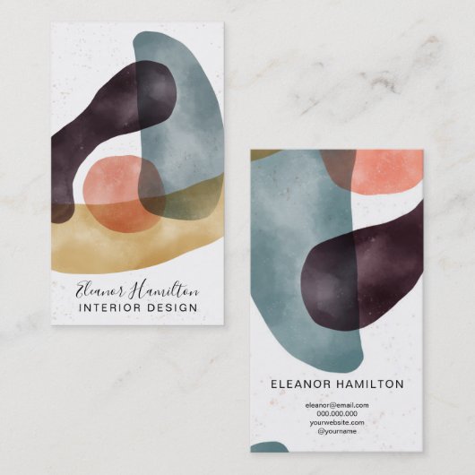 Abstracte geometrische vormen waterverf ontwerp visitekaartje (Voorkant / Achterkant)