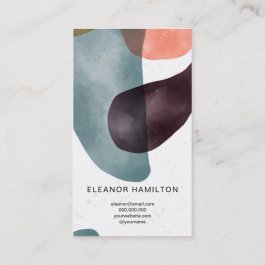 Abstracte geometrische vormen waterverf ontwerp visitekaartje (Achterkant)