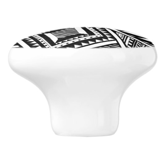 abstracte geometrische vormen zwarte witte patroon keramische knop (Zijkant)