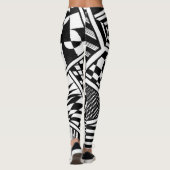 abstracte geometrische vormen zwarte witte patroon leggings (Achterkant)