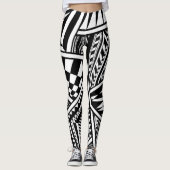 abstracte geometrische vormen zwarte witte patroon leggings (Voorkant)