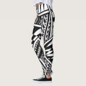 abstracte geometrische vormen zwarte witte patroon leggings (Links)