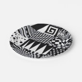 abstracte geometrische vormen zwarte witte patroon papieren bordje (Gekanteld)