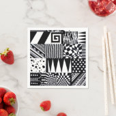 abstracte geometrische vormen zwarte witte patroon servetten (Insitu)