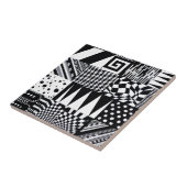abstracte geometrische vormen zwarte witte patroon tegeltje (Zijkant)