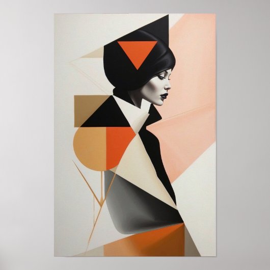 Abstracte geometrische vrouw - Minimalistische mod Poster (Voorkant)