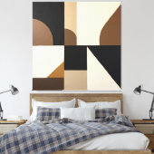 Abstracte geometrische wand uit het midden van de canvas afdruk (Insitu (Slaapkamer))