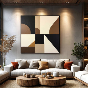 Abstracte geometrische wand uit het midden van de canvas afdruk