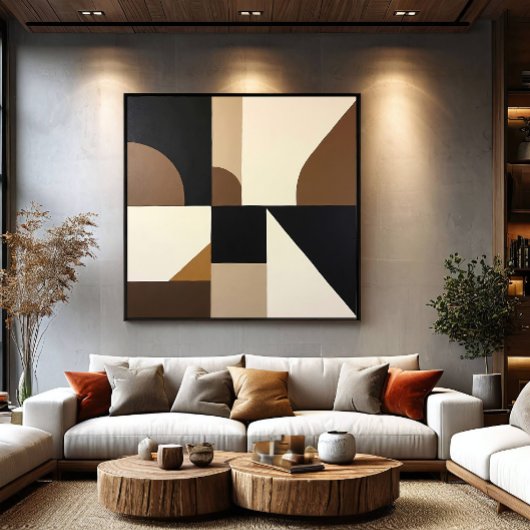 Abstracte geometrische wand uit het midden van de canvas afdruk
